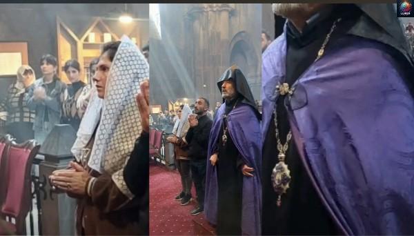 Փոքրիկ Տիգրանի հայրն ու մայրը մասնակցեցին Սուրբ Պատարագին ու ստացան օրհնություն