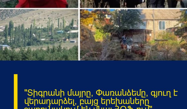«Տիգրանի մայրը՝ Փառանձեմը, գյուղ է վերադարձել, բայց երեխաները շարունակում են մնալ ՀՕՖ-ում». Ծափաթաղի վարչական ղեկավար