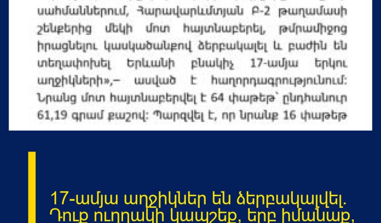 17-ամյա աղջիկներ են ձերբակալվել. Դուք ուղղակի կապշեք, երբ իմանաք, թե ին  են արել նրանք