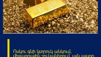 Ոսկու գնի կտրուկ անկում՝ միջազգային շուկաներում. այն այսօր կազմում է…