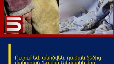 Ուզում եմ՝ անիծվեն. դաժան ծեծից մահացած 1-ամյա Ալեքսանի մոր վկայությունները